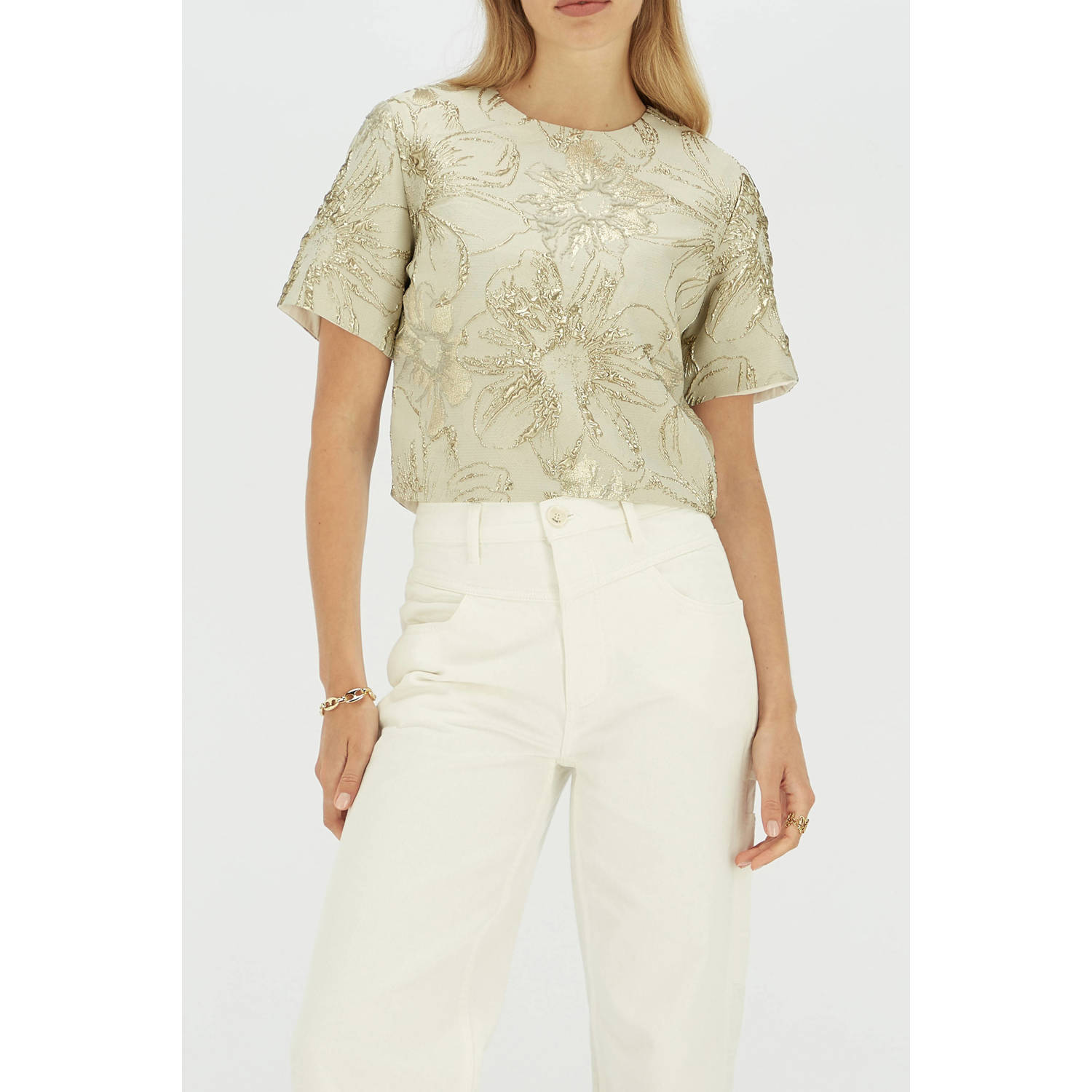 JOSH V top beige met lurex