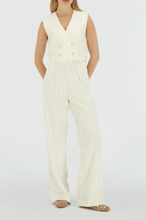 wide leg high waist broek ecru met lurex