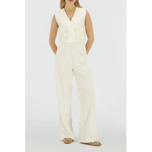 JOSH V wide leg high waist broek ecru met lurex afbeelding