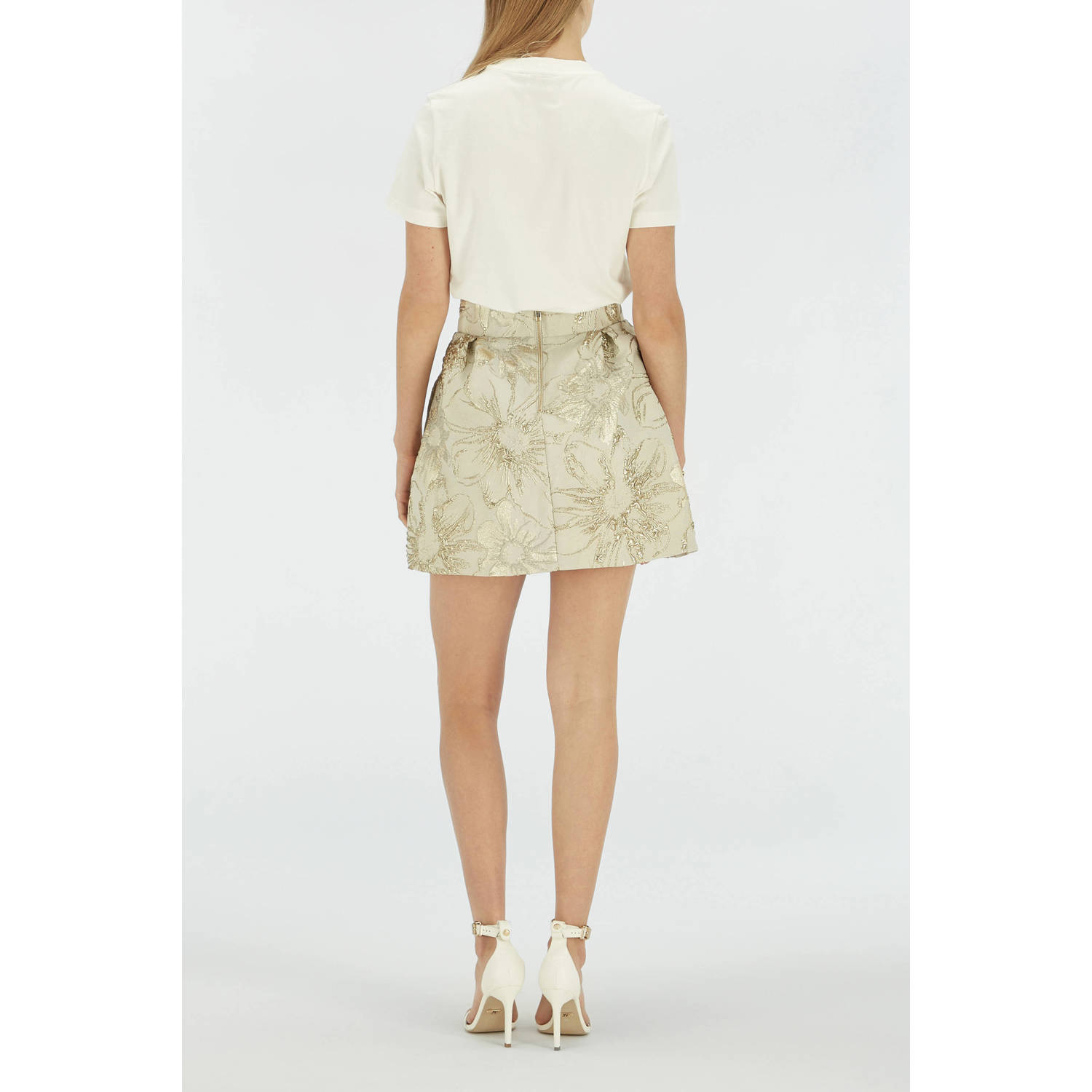 JOSH V korte rok met lurex beige