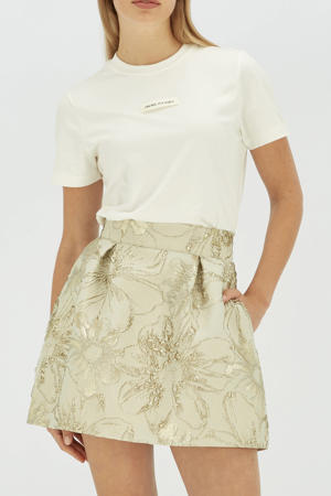 korte rok met lurex beige