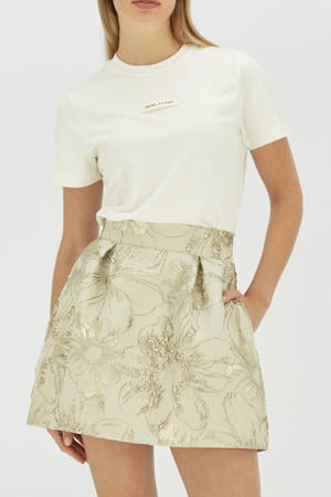 korte rok met lurex beige