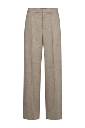 bouclé straight regular waist broek beige