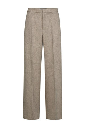 bouclé straight regular waist broek beige