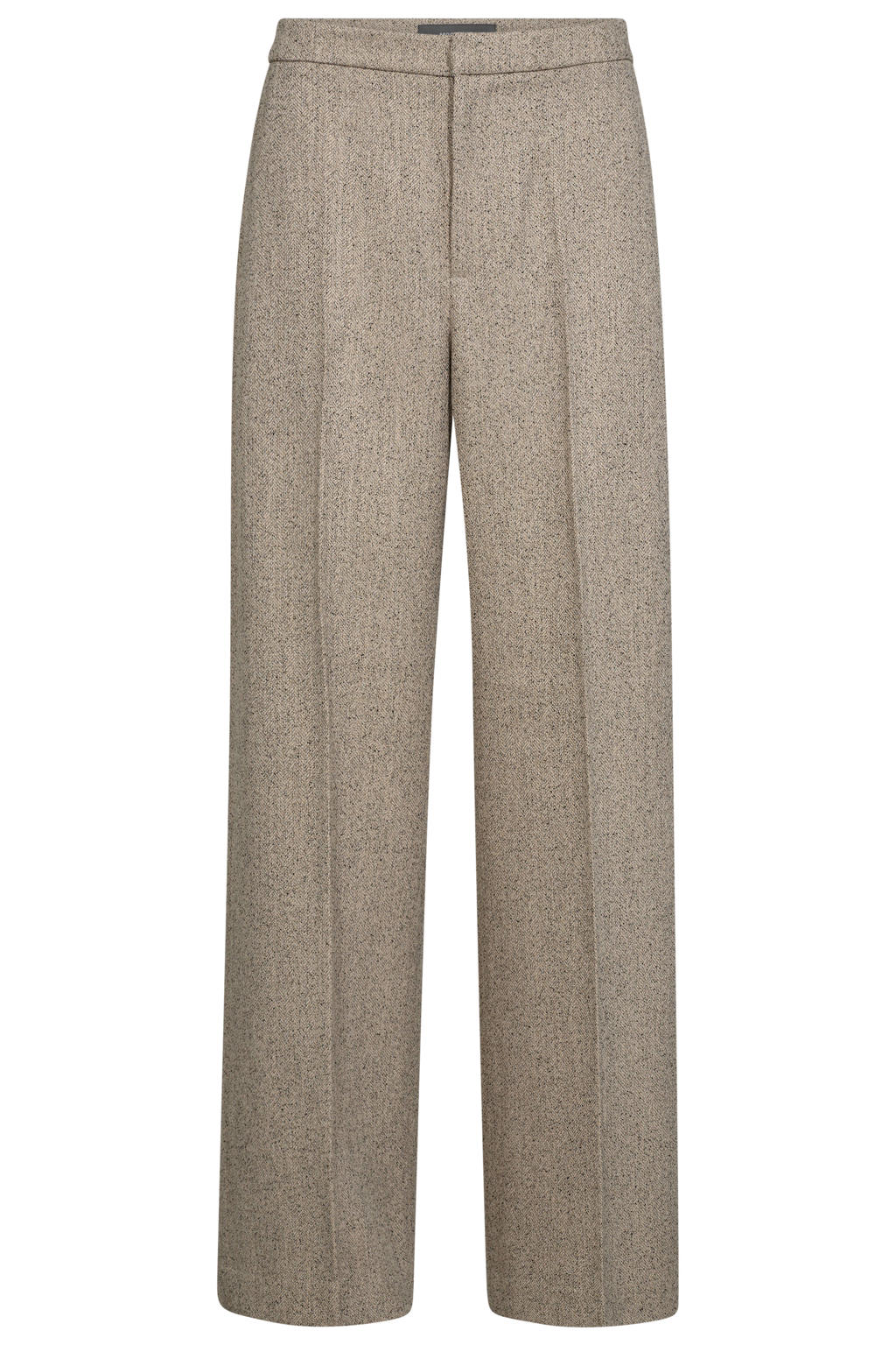 Beige dames Mos Mosh bouclé straight regular waist broek met rits, haak- en knoopsluiting en effen