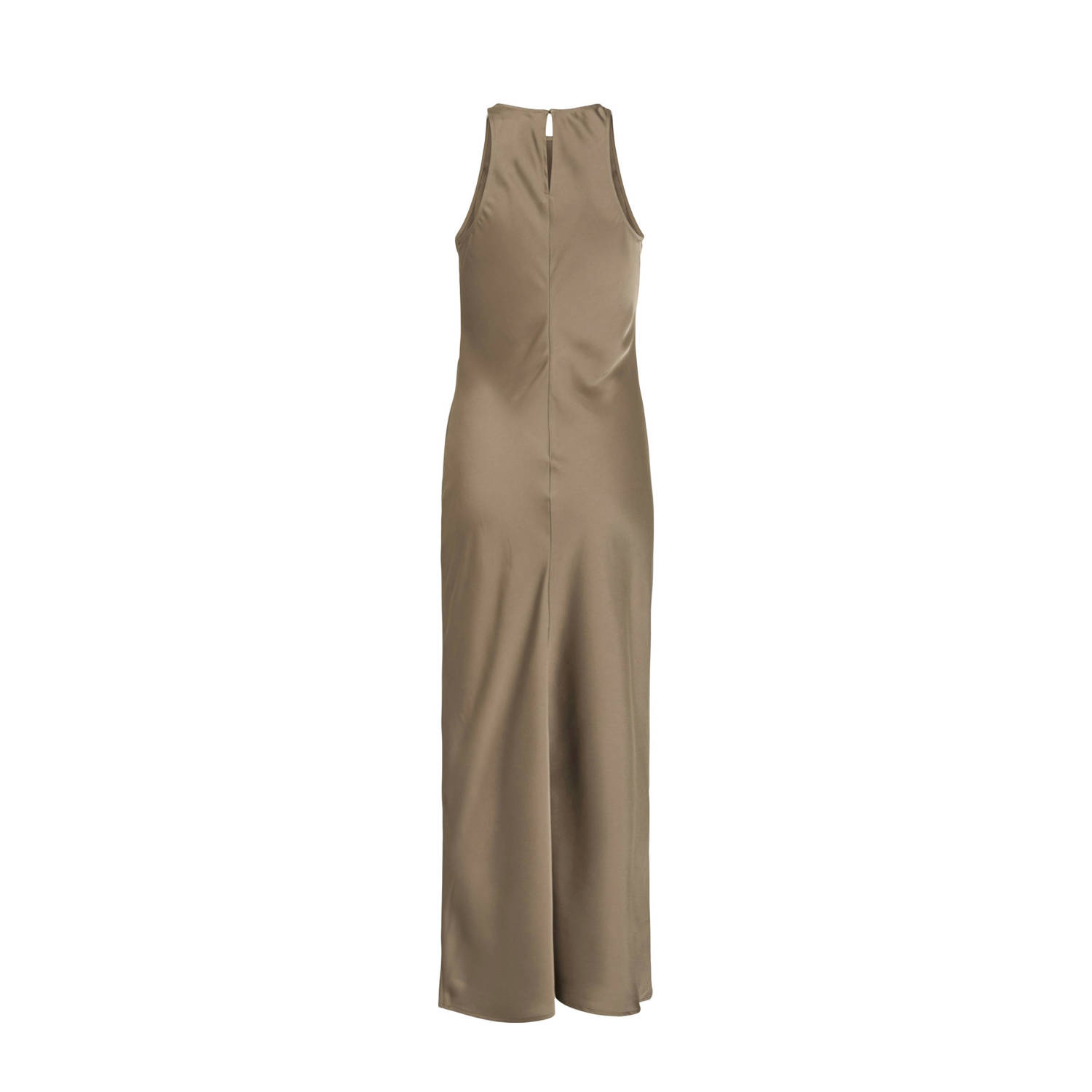 VILA satijnen midi jurk taupe