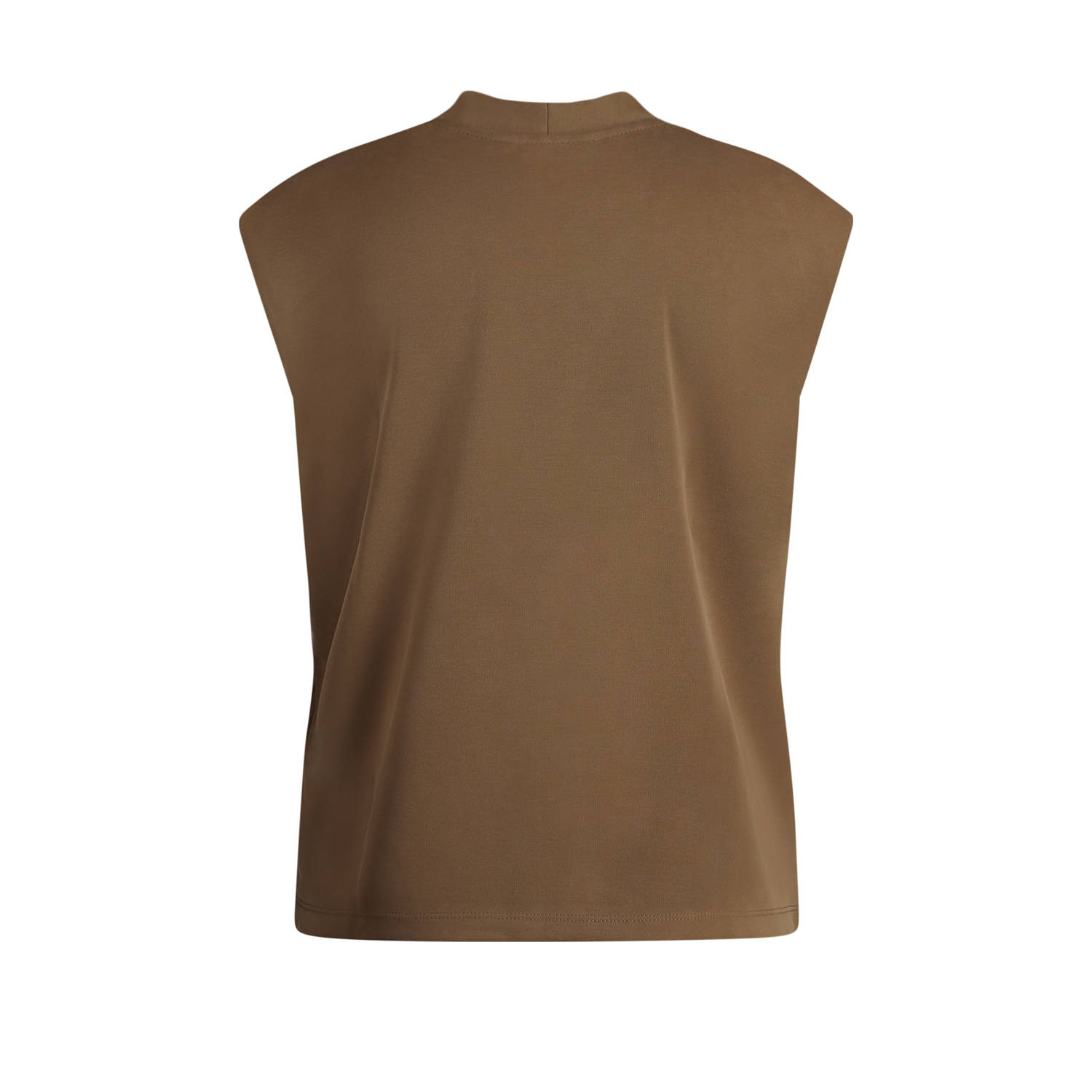 Expresso mouwloze top kaki fijn gebreid