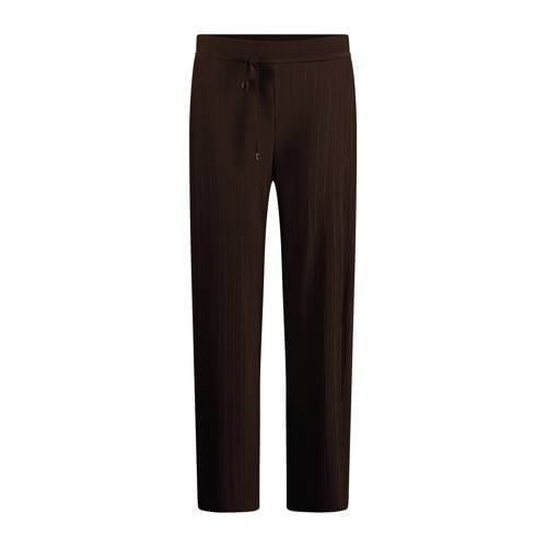 Expresso wide leg high waist broek donkerbruin afbeelding