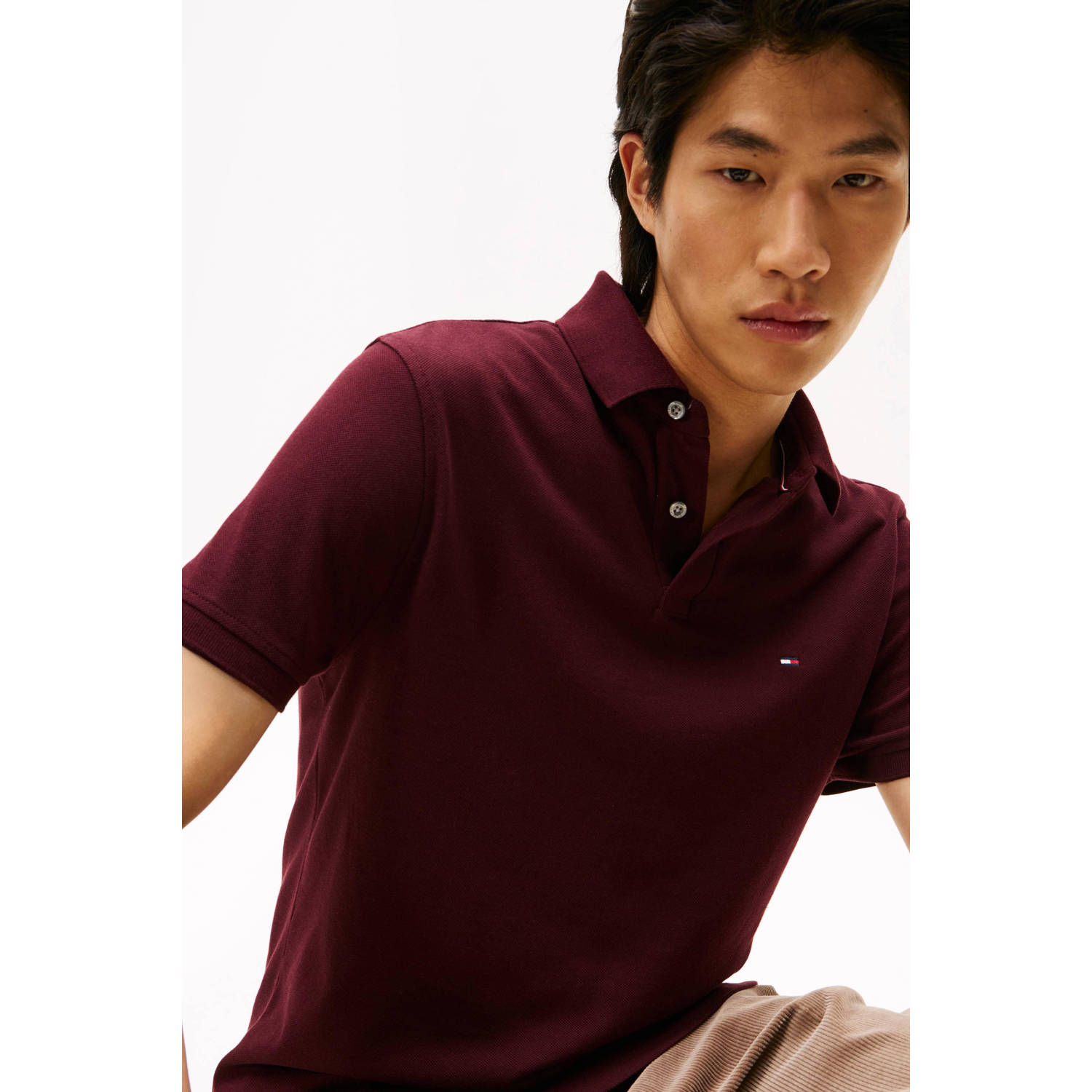 Tommy Hilfiger regular polo donkerrood