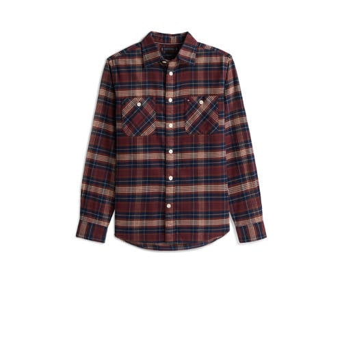 Tommy Hilfiger regular geruit casual overhemd donkerrood afbeelding