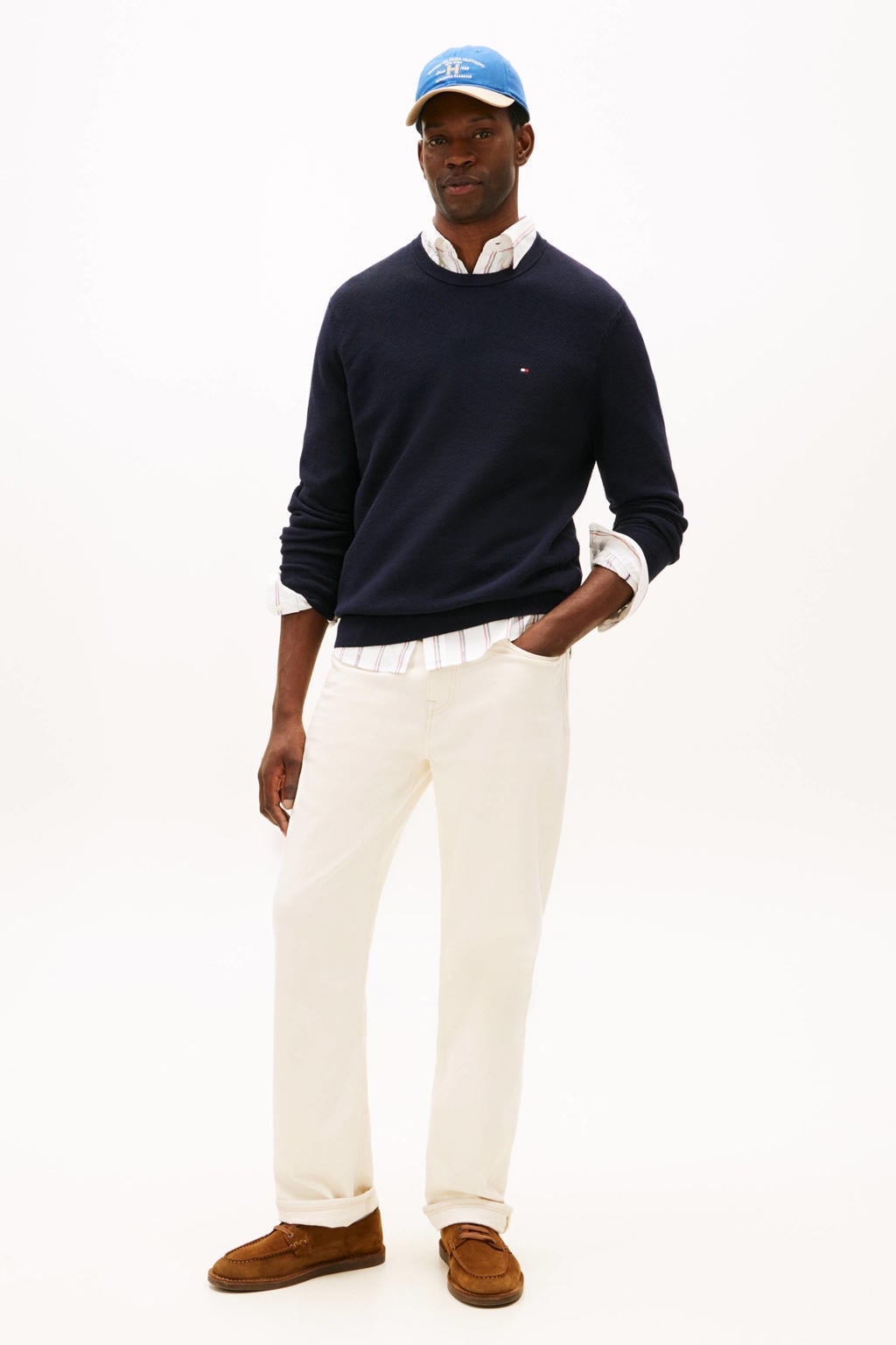 Tommy Hilfiger gebreide trui met textuur donkerblauw