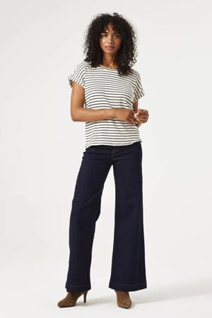 wide leg jeans dark blue denim