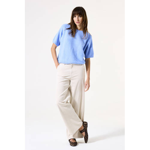 Garcia corduroy wide leg casual broek ecru afbeelding