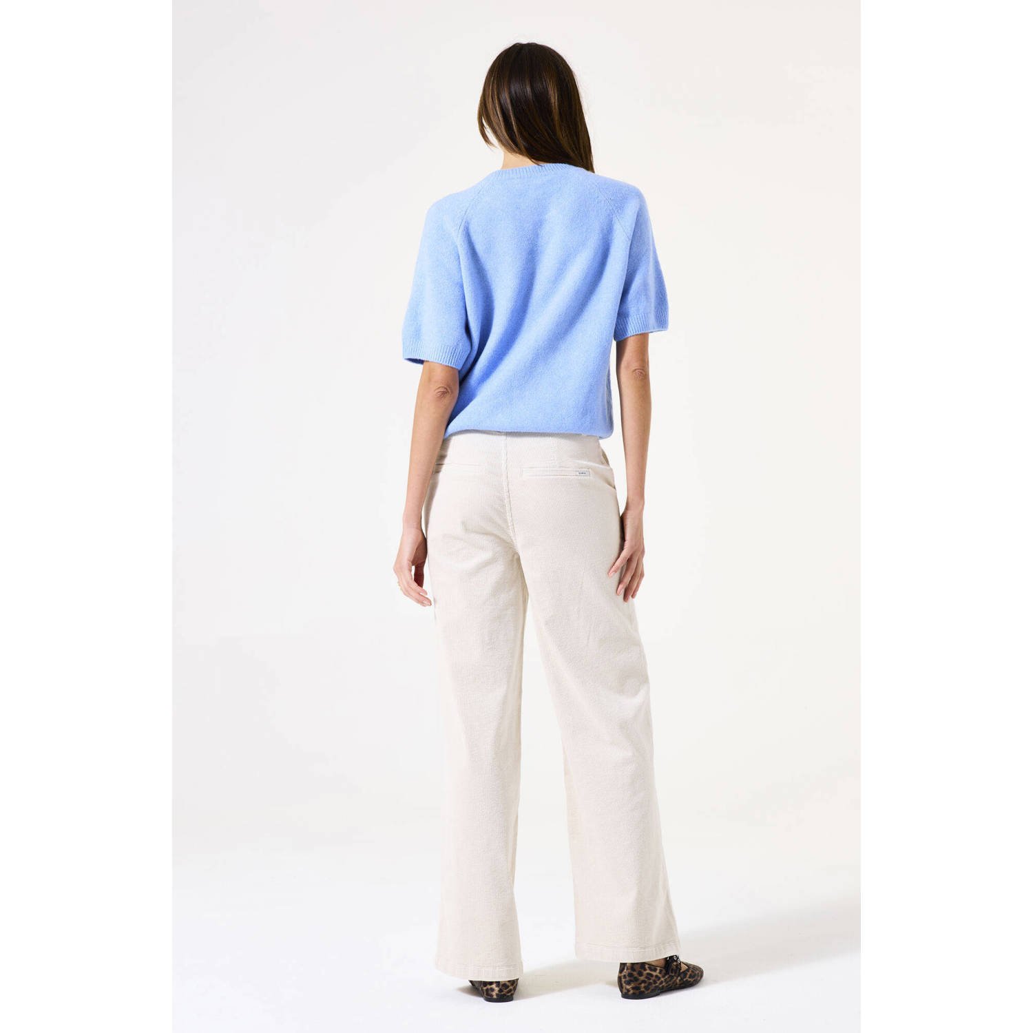 Garcia corduroy wide leg casual broek ecru