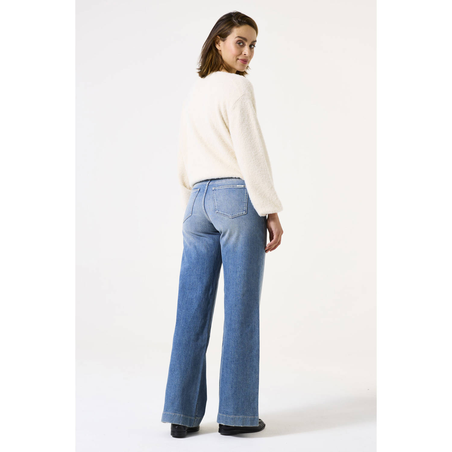 Garcia waist wide leg jeans medium blue denim