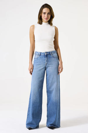 wide leg jeans medium blue denim