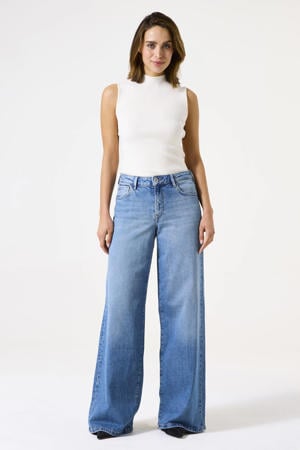 wide leg jeans medium blue denim