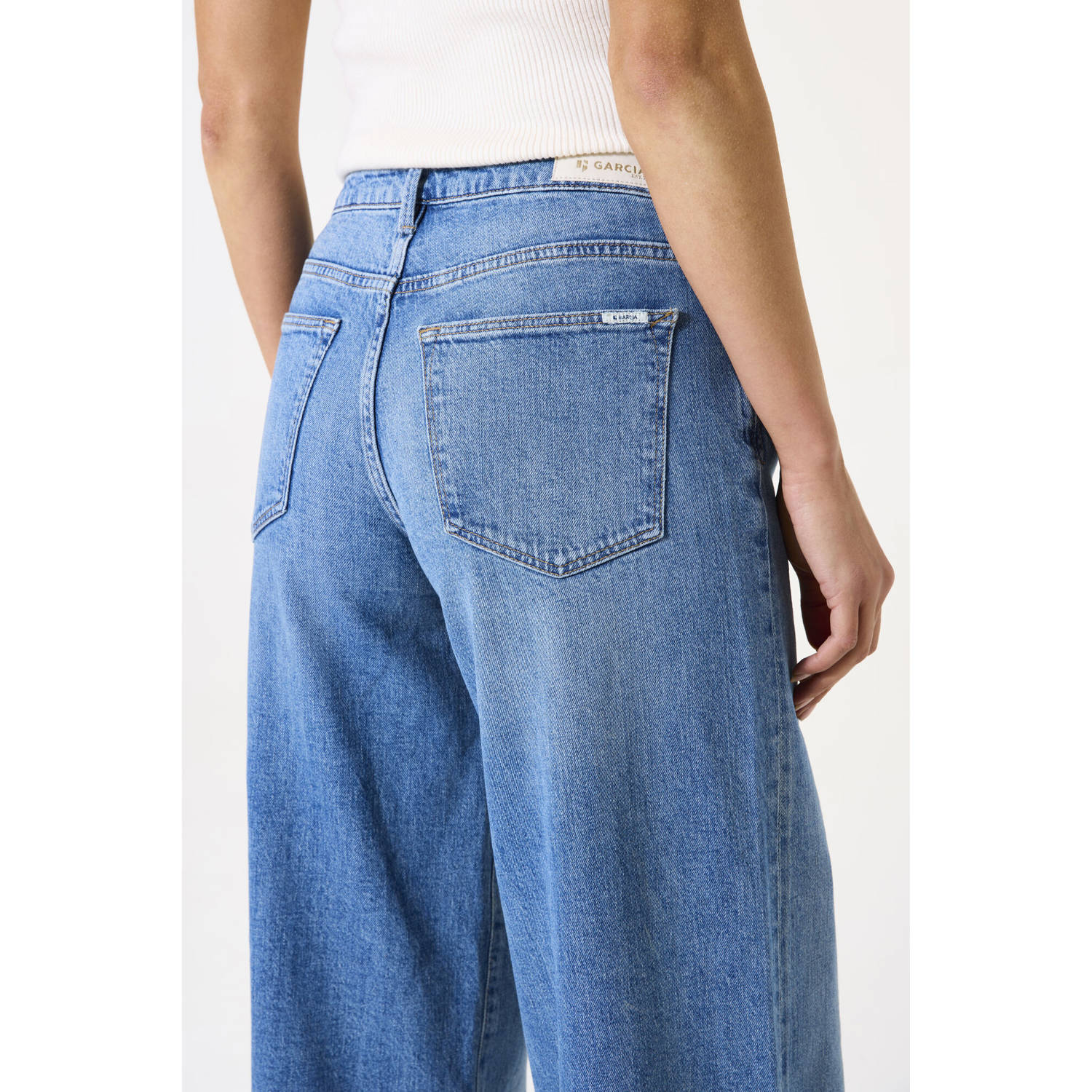 Garcia waist wide leg jeans medium blue denim