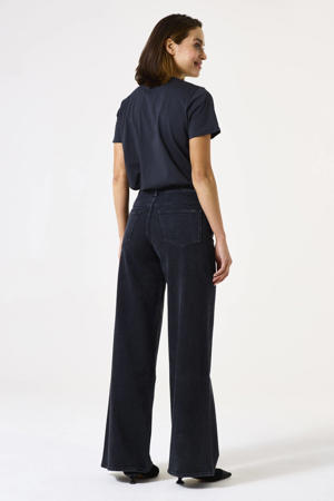 waist wide leg jeans black denim