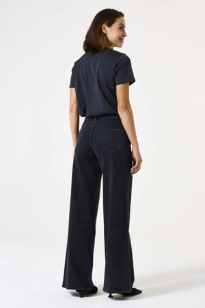 waist wide leg jeans black denim