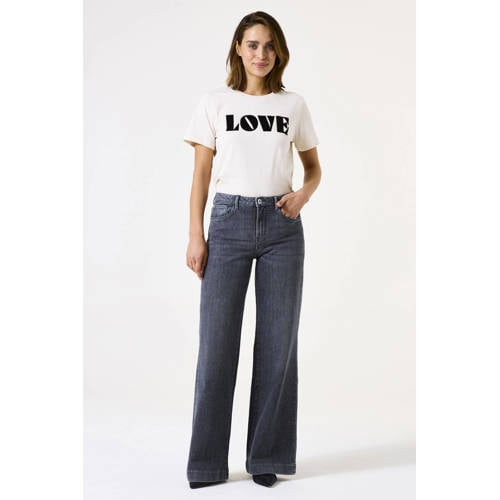 Garcia high waist wide leg jeans grey denim afbeelding