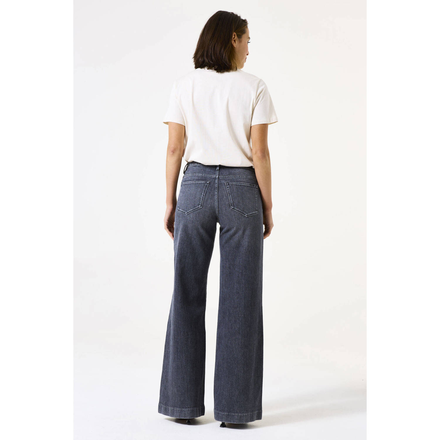 Garcia high waist wide leg jeans grey denim