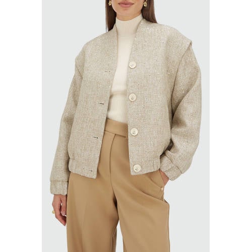 JOSH V bomberjack met lurex beige afbeelding