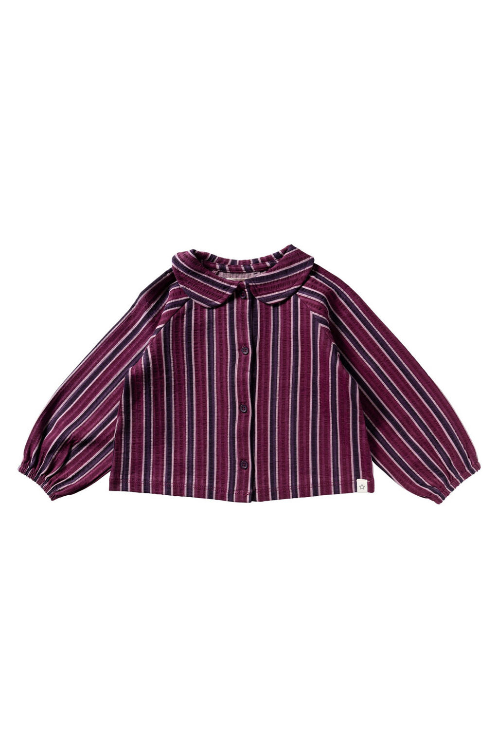 Paarse meisjes Your Wishes gestreepte blouse van stretchkatoen met lange mouwen, peter pan-kraag en knoopsluiting