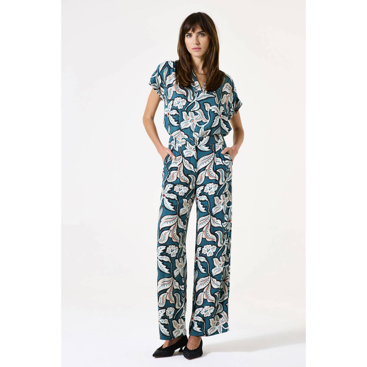 Garcia wide leg regular waist casual broek blauw