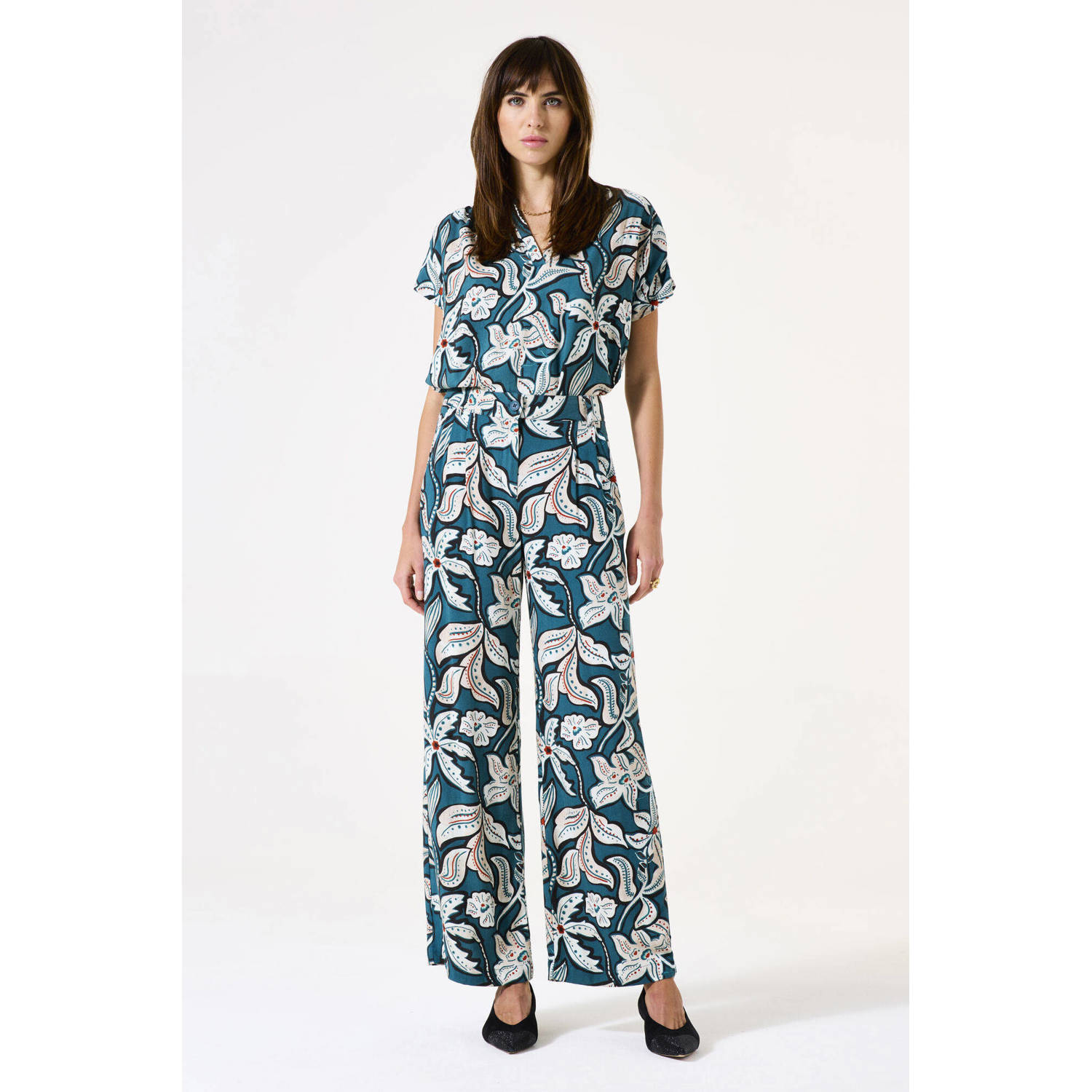 Garcia wide leg regular waist casual broek blauw