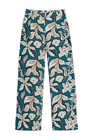 wide leg regular waist casual broek blauw