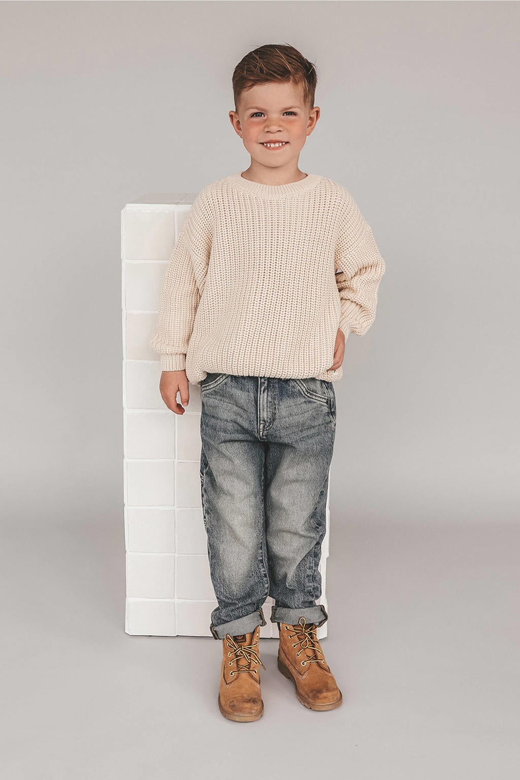 Medium blue denim jongens Your Wishes regular waist regular fit jeans van denim met effen