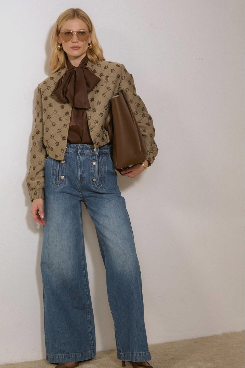 Bruine dames JOSH V bomberjack van polyester met logo dessin, lange mouwen, opstaande kraag, knoopsluiting en lurex