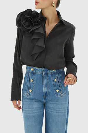 regular fit blouse zwart