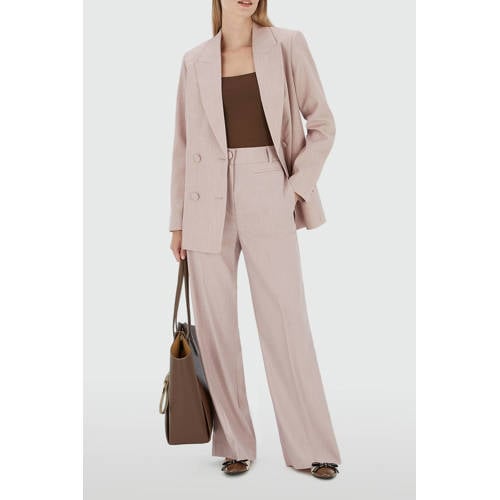 JOSH V wide leg high waist pantalon lichtroze afbeelding