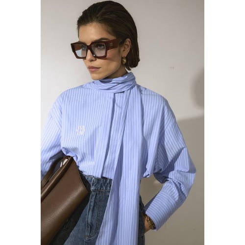 JOSH V blouse met krijtstreep blauw afbeelding