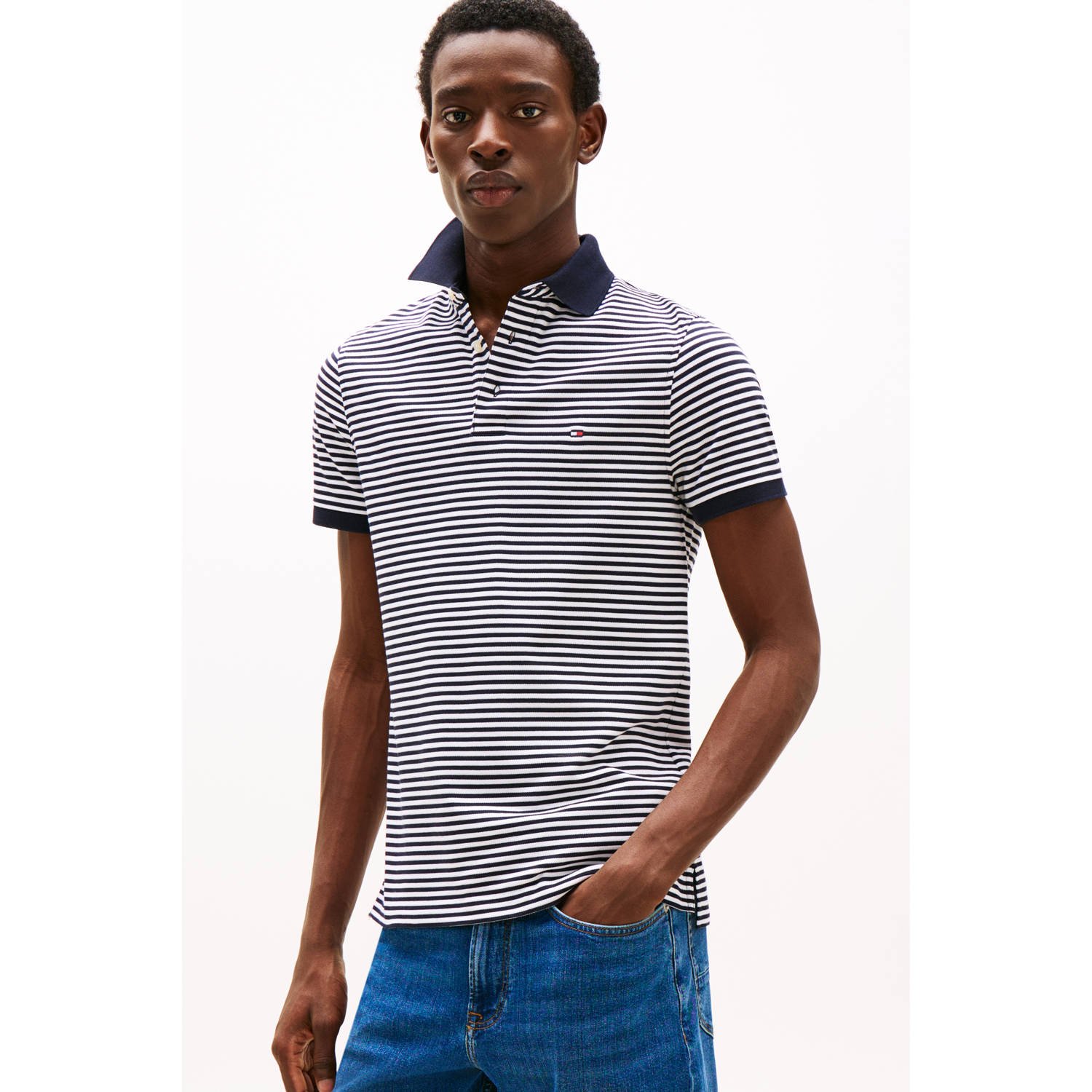 Tommy Hilfiger slim polo 1985 donkerblauw