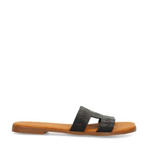 leren slippers zwart