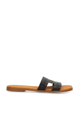 leren slippers zwart