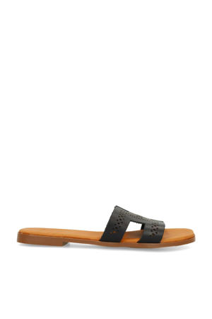 leren slippers zwart