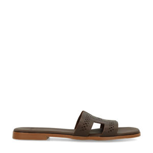  leren slippers bruin