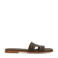 Manfield leren slippers bruin
