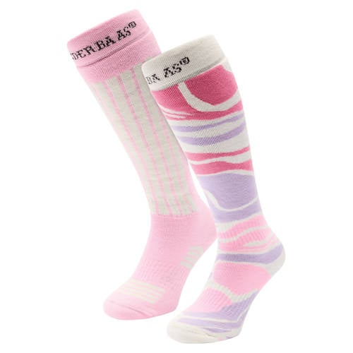 Poederbaas ski sokken - set van 2 roze/wit afbeelding