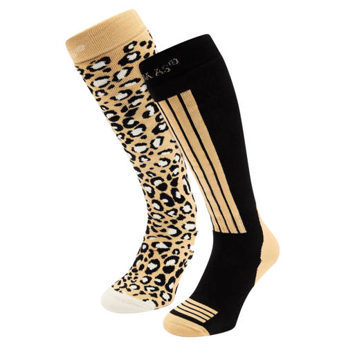 Poederbaas ski sokken - set van 2 beige/zwart afbeelding