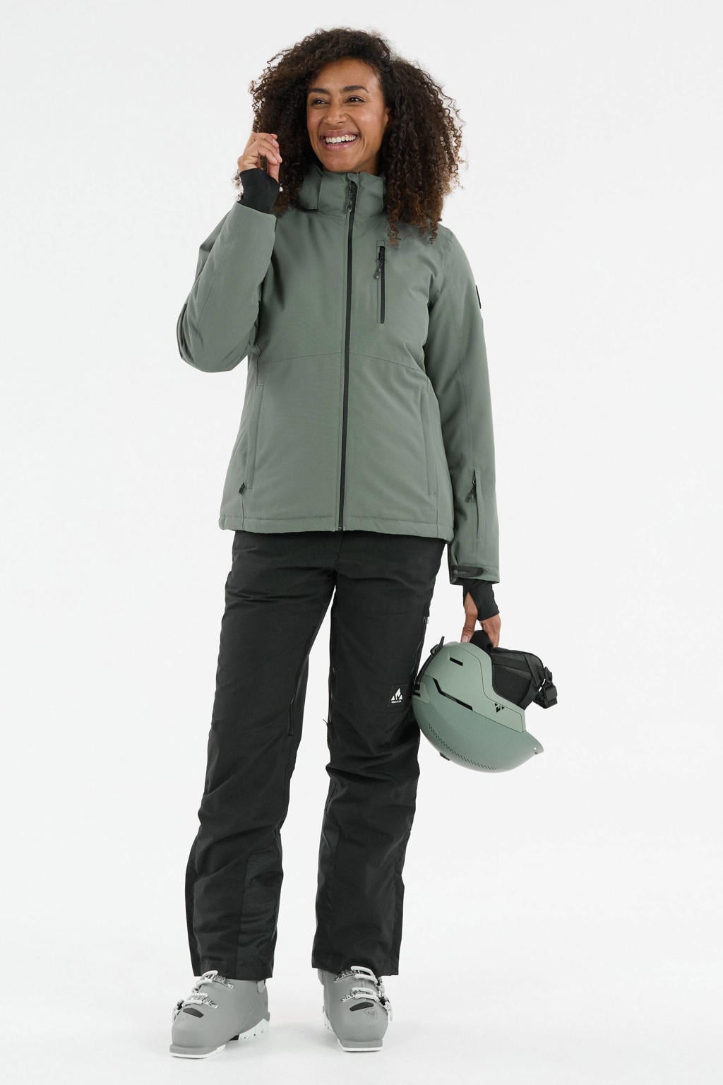 Groene dames Whistler ski-jas Drizzle van polyester met capuchon en ritssluiting
