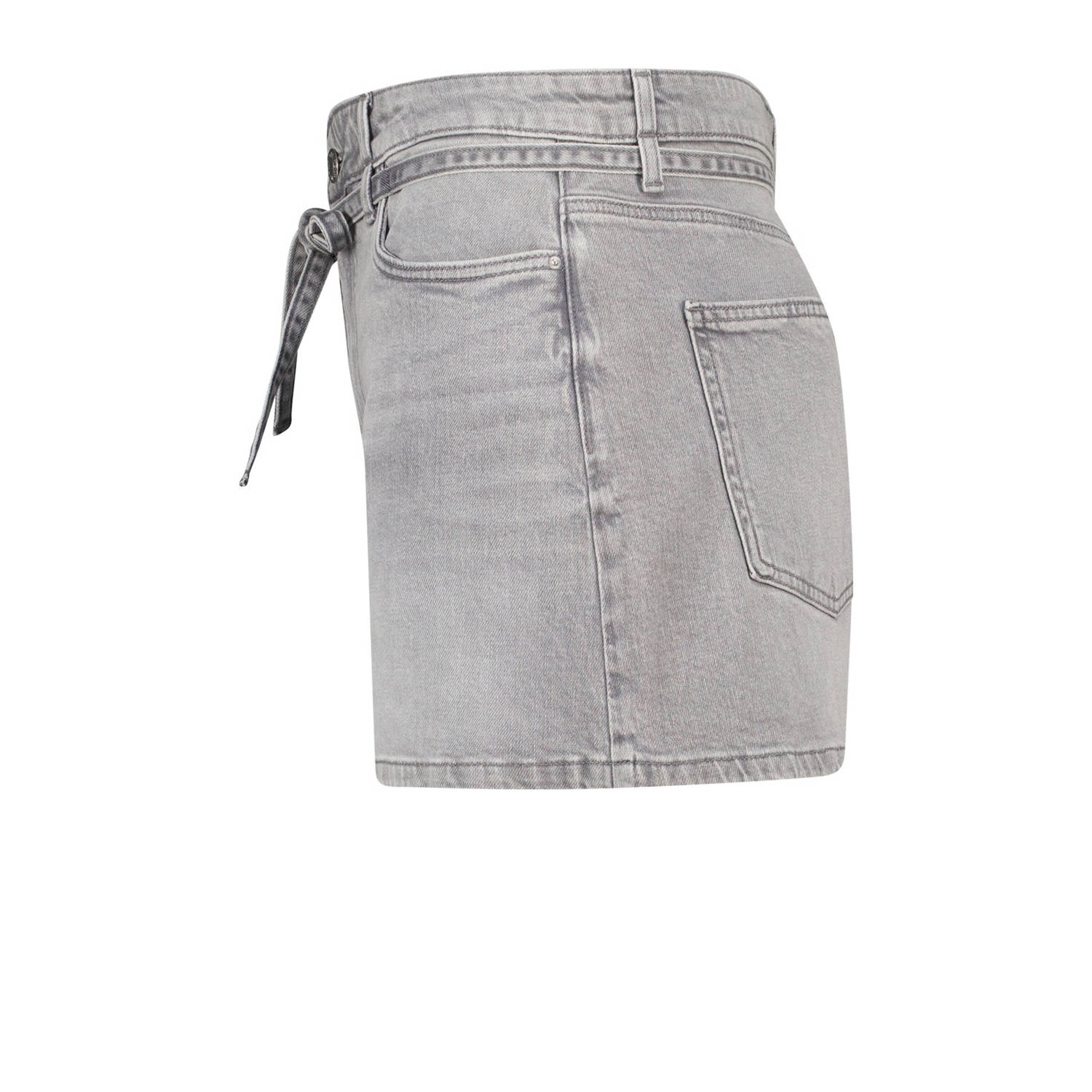 MS Mode denim straight regular waist short grijs