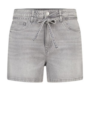denim straight regular waist short grijs