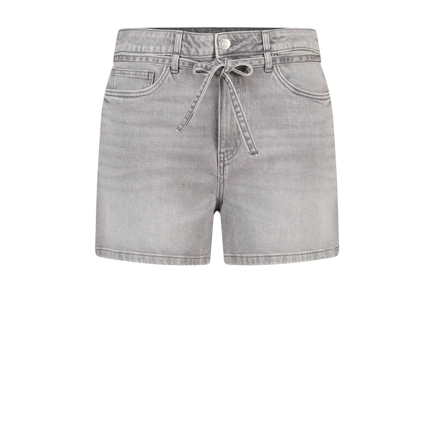 MS Mode denim straight regular waist short grijs