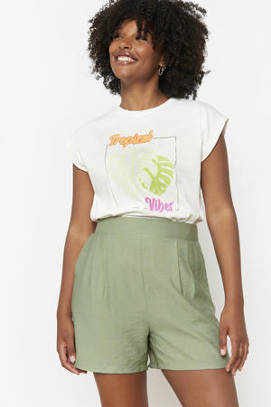 wide leg high waist casual short lichtkaki