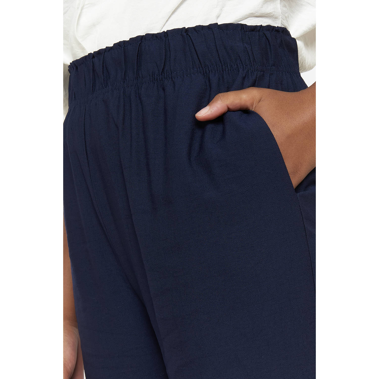LOLALIZA wide leg high waist broek donkerblauw
